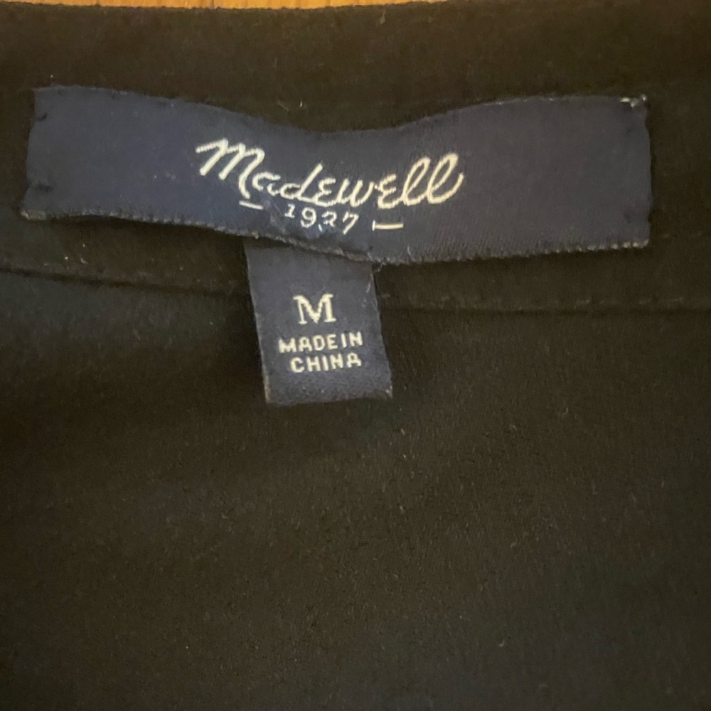 Madewell 1937 Little Black Dress Long Sleeve Relaxed Fit V Neck Shift Medium - Picture 4 of 5
